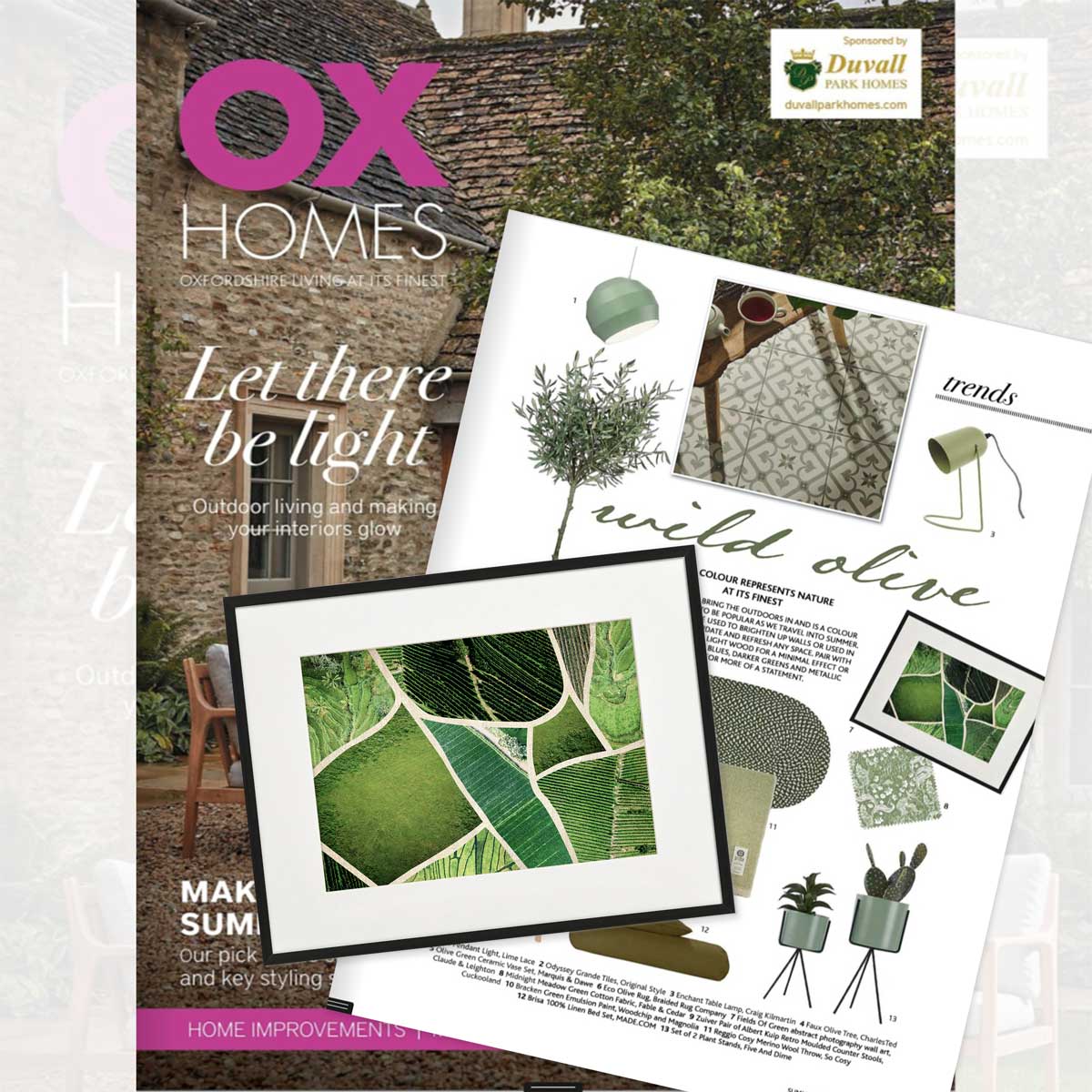 Fields of Green abstract photography art print appears in OX Homes magazine