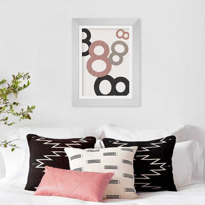 All the Eights Numerical Typography Poster - framed in bedroom - Claude & Leighton