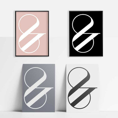 Art Deco Ampersand Typography Posters in various colours at Claude & Leighton