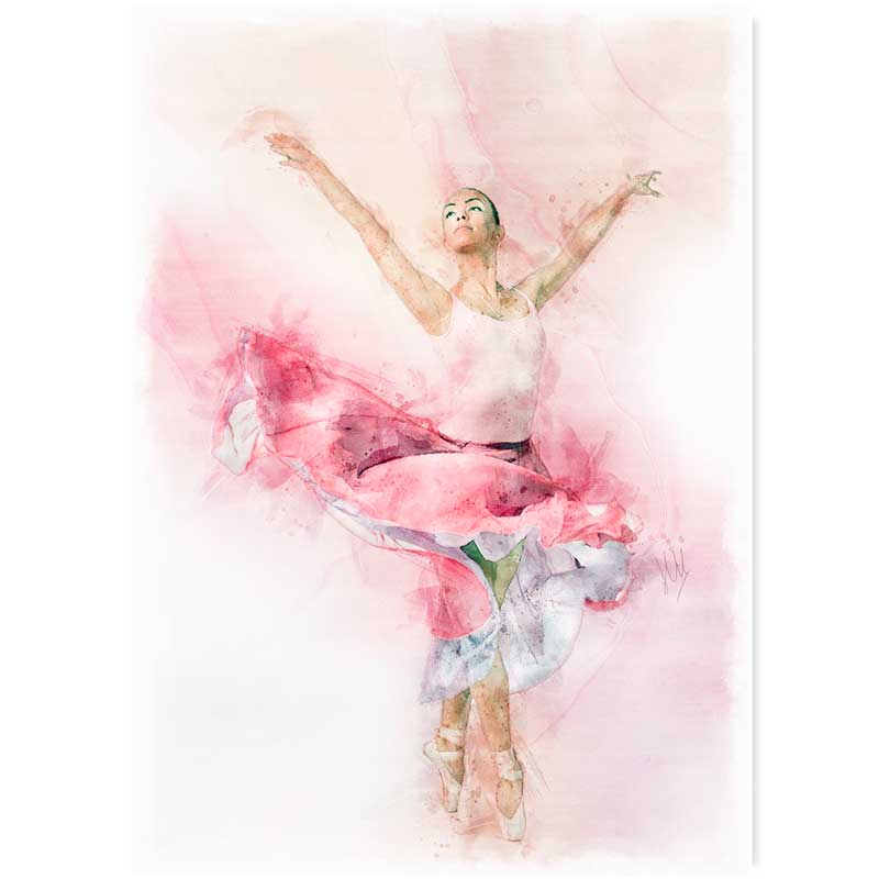 Ballerina with the Pink Skirt fine art print of a dancer - Claude & Leighton