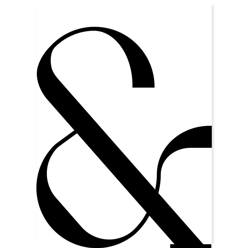 White & black Contemporary Ampersand Typography Poster at Claude & Leighton