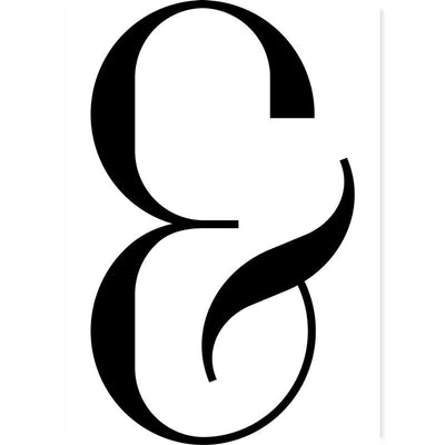 Black & White Elegant Ampersand Typography Poster - Claude & Leighton