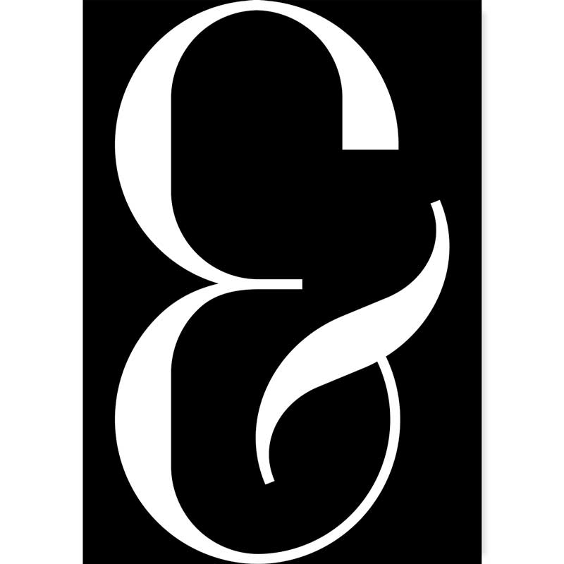 White & Black Elegant Ampersand Typography Poster - Claude & Leighton