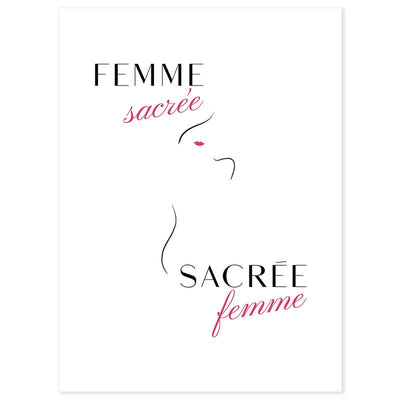 Femme Sacrée, Sacrée Femme - French typography line art print