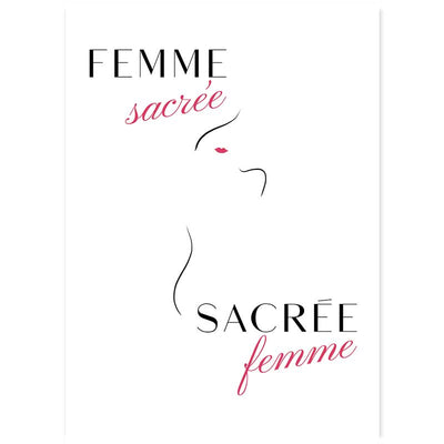 Femme Sacrée, Sacrée Femme - French typography line art print by Claude & Leighton