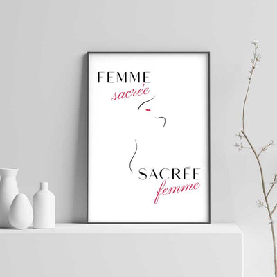 Femme Sacrée, Sacrée Femme - French typography line art print by Claude & Leighton