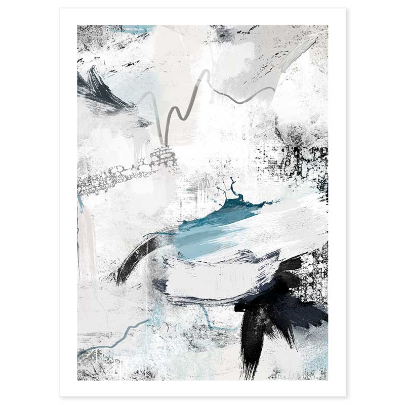 Glacial black & white abstract wall art print