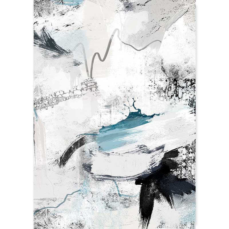 Black & white abstract digital original artwork - Glacial wall art print by Claude & Leighton