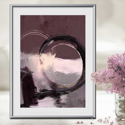 Infinite II is a fine art print by Claude & Leighton. Aubergine, pale pink & black abstract artwork. Stunning wall art for homes and offices.