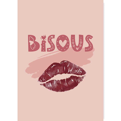 Red Bisous Kisses Typography Poster at Claude & Leighton