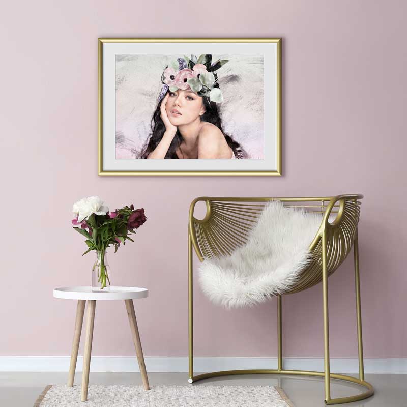 Lady with the Pale Pink Anemones Fine Art Print - figurative & female portrait art at Claude & Leighton