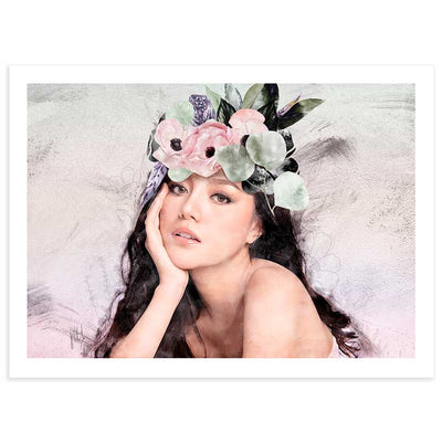 Lady with the Pale Pink Anemones Fine Art Print