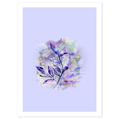 Lavender Floral Leaves wall art print