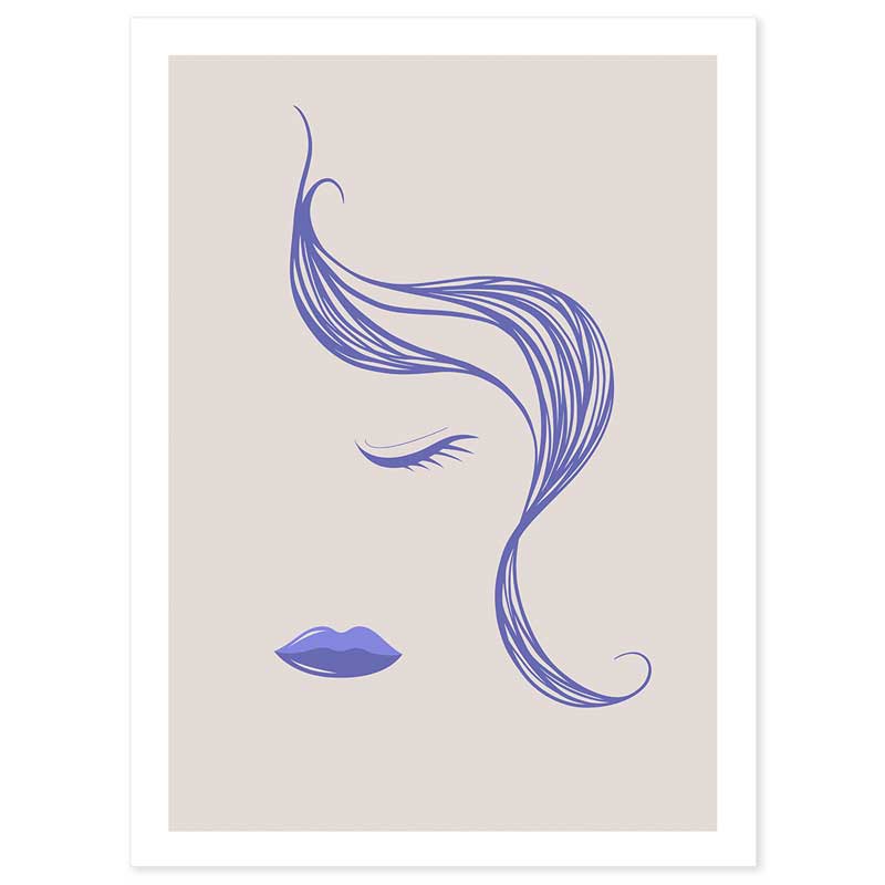 Very Peri Little Miss Abstract Lines Female Face Poster