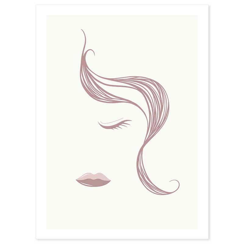 Little Miss Abstract Lines Female Face Poster - pink & grey versions