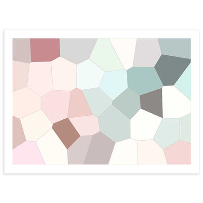 Pastel Pink & Green abstract stained glass geometric art print