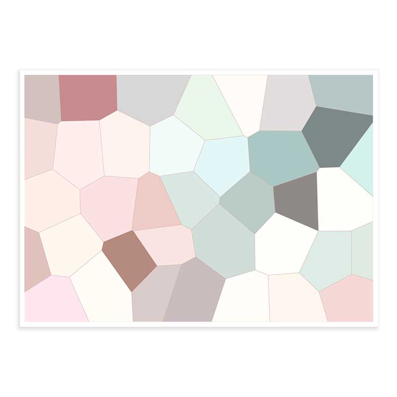 Pastel Pink & Green abstract stained glass geometric art print
