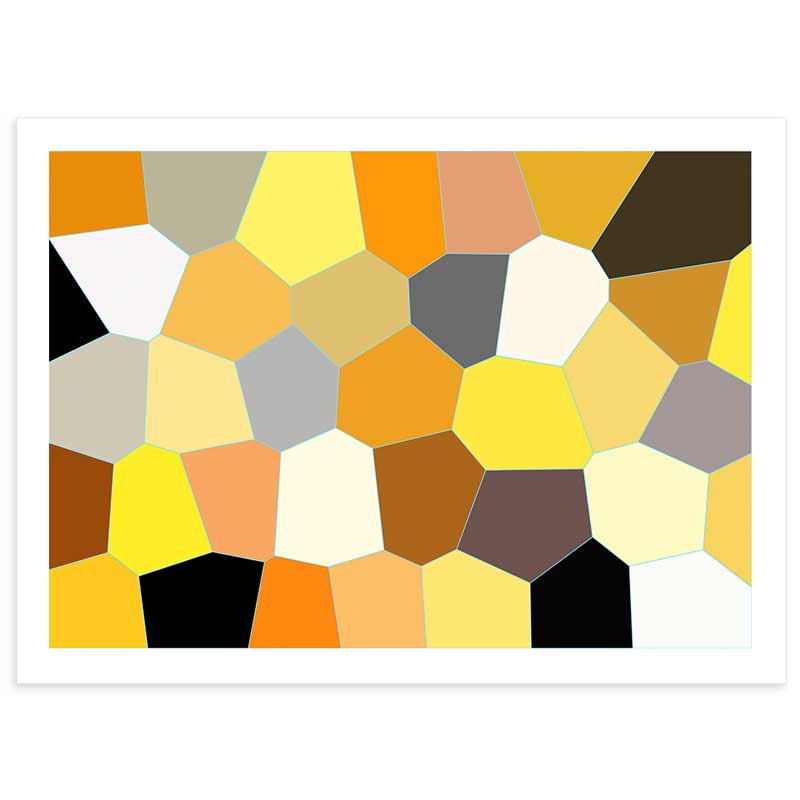 Yellow & Grey abstract geometric stained glass art print