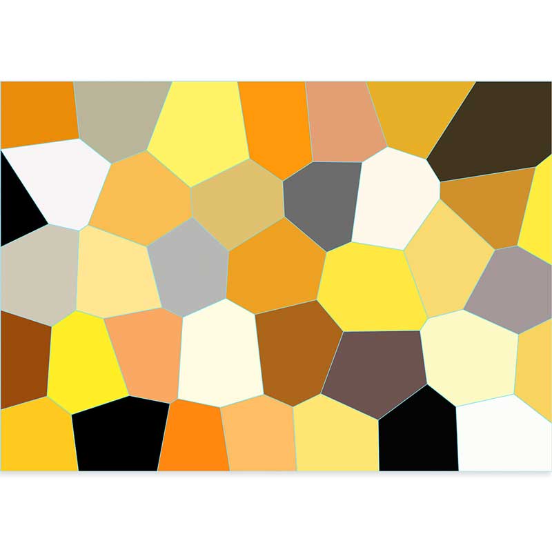 Yellow & grey abstract geometric stained glass art print by Claude & Leighton