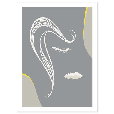 Abstract Lines Female Face Poster - Illuminating Yellow/Ultimate Gray