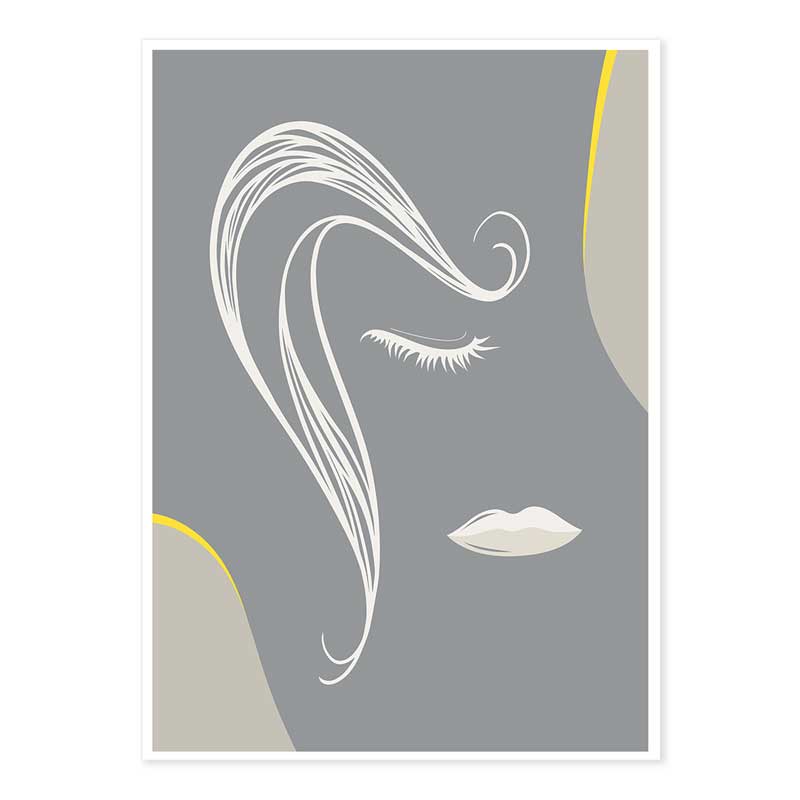 Abstract Lines Female Faces  - gift set of 3 mini art prints