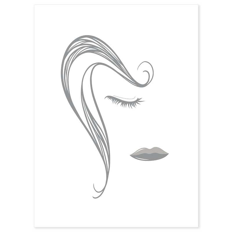 Abstract Lines Female Face Poster - 3 colour options