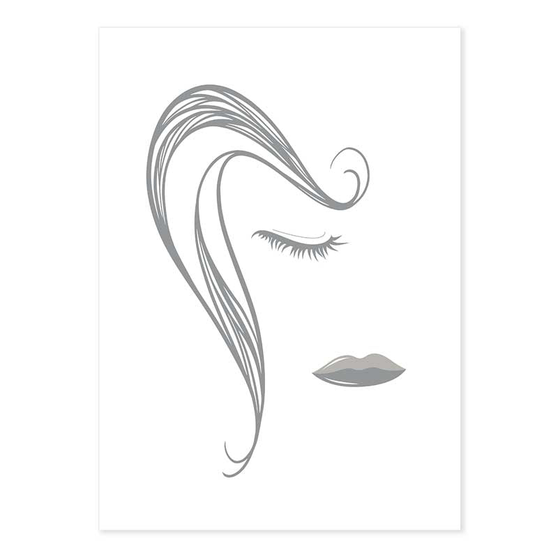Abstract Lines Female Faces  - gift set of 3 mini art prints