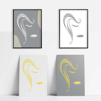 Abstract Lines Female Face Posters- Claude & Leighton