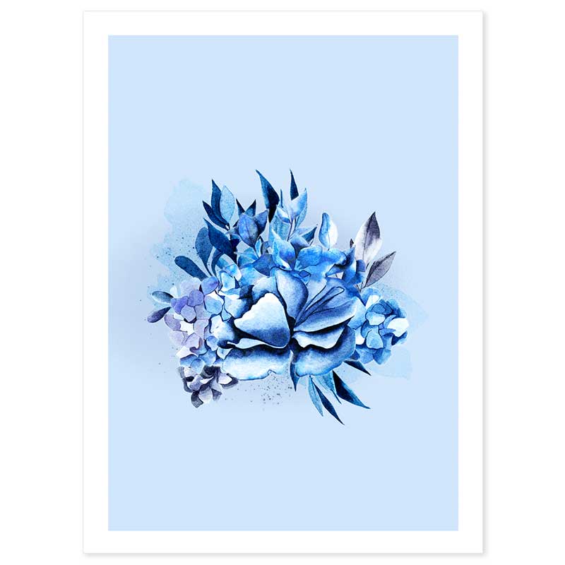 Blissful Blue Leaves II botanical art print