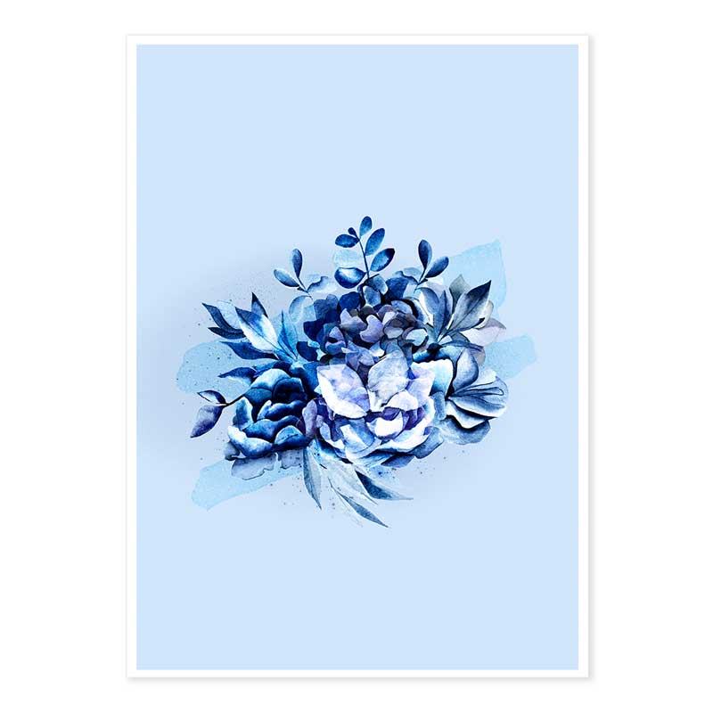 Blissful Blue Leaves - gift set of 3 mini prints