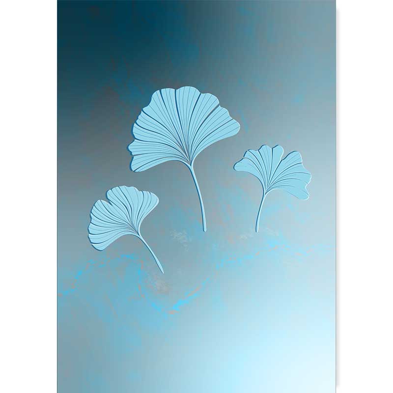 Blue Ginkgo Leaves Trio Light Art Poster Print - Claude & Leighton