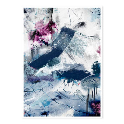 Mountain View blue & pink abstract wall art print