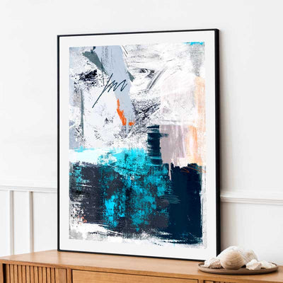 Blue & orange abstract wall art print by Claude & Leighton