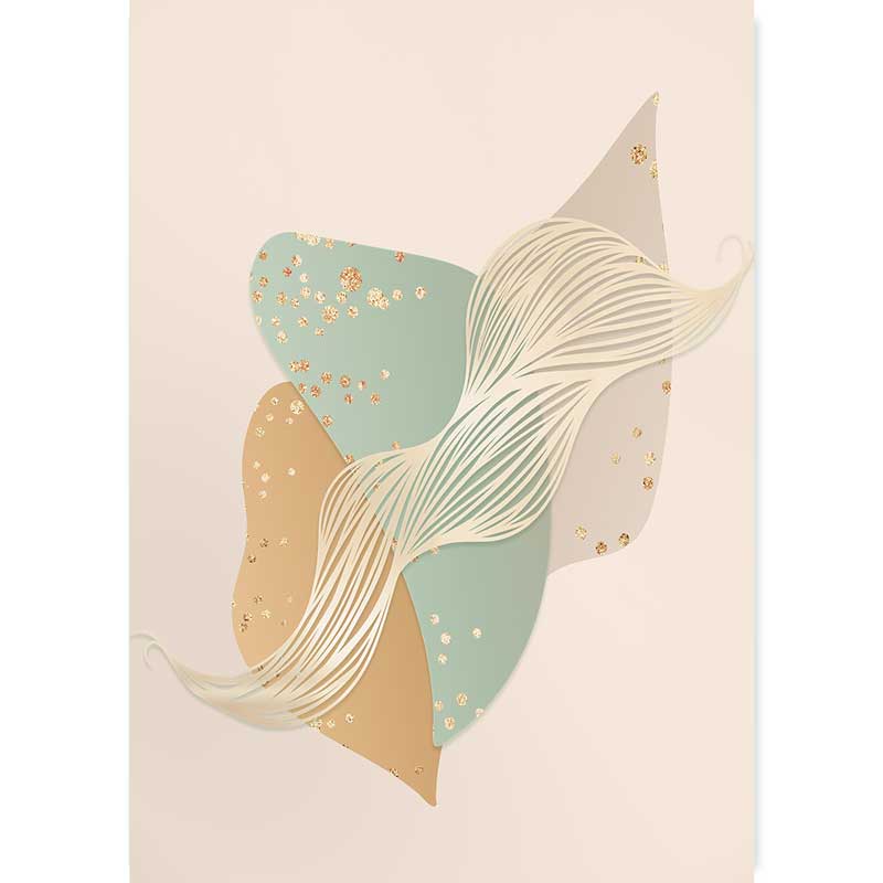 Gold Flake III Abstract Shapes Art Print by Claude & Leighton. Elegant geometric design art in muted shades of pale green and gold.