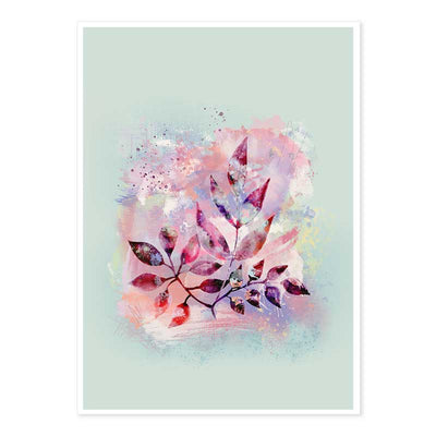 Pastel Abstract Floral Leaves - gift set of 3 mini prints - green, pink, blue