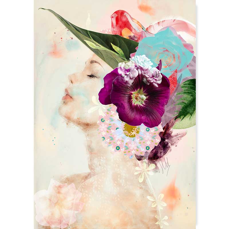 Lady with the Magenta Flower Portrait Art Print - Claude & Leighton