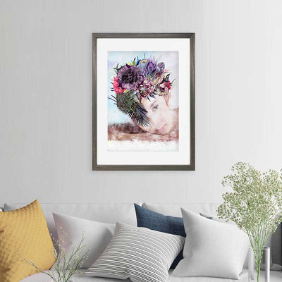 Lady with the Mauve Carnation Portrait Art Print - available to buy in various sizes at Claude & Leighton