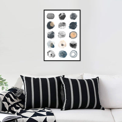 Neutral Watercolour Circles Geometric Art Print - framed in living room - Claude & Leighton