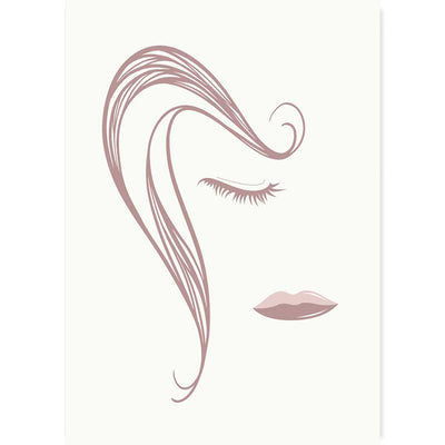 Abstract Lines Female Face Poster - pink on white - Claude & Leighton