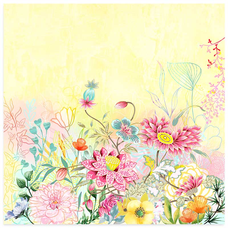 Pink & Yellow Pastel Flower Garden Art Print - floral & botanical art by Claude & Leighton