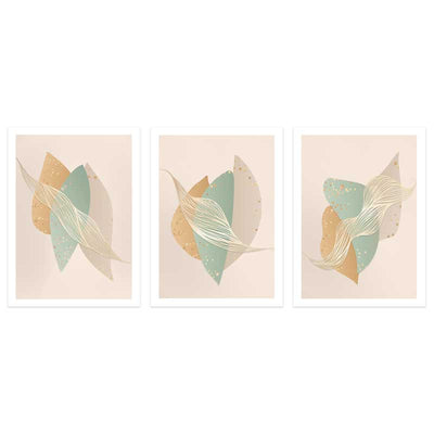 Set of 3 Gold Flake Abstract Art Prints
