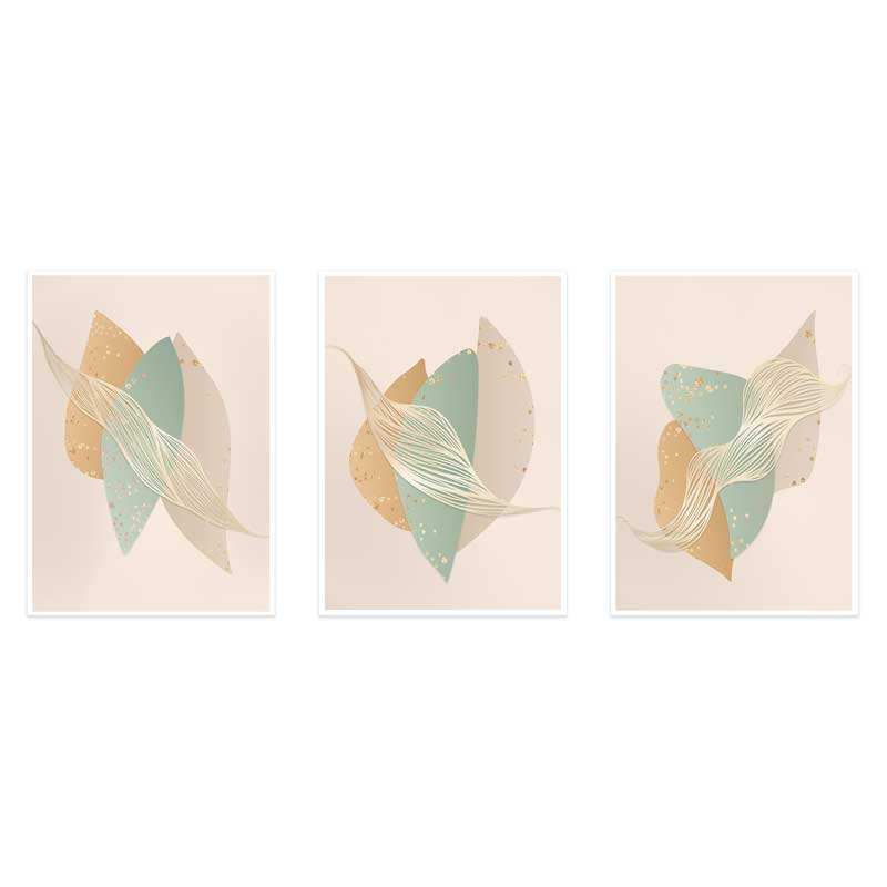 Set of 3 Gold Flake Abstract Art Prints