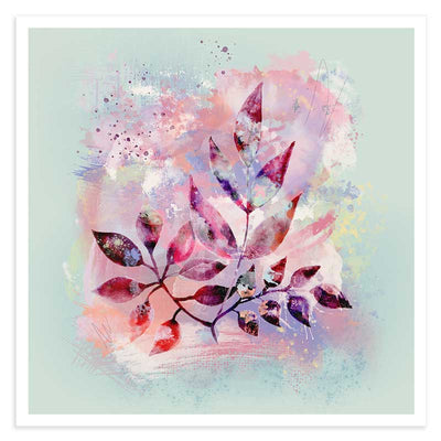 Pastel Green Abstract Floral Leaves wall art print
