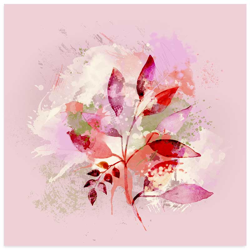 Square Summer Bouquet pastel pink abstract floral leaves wall art print by Claude & Leighton