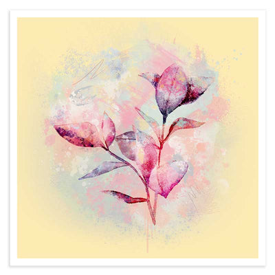 Pastel Yellow Abstract Floral Leaves wall art print