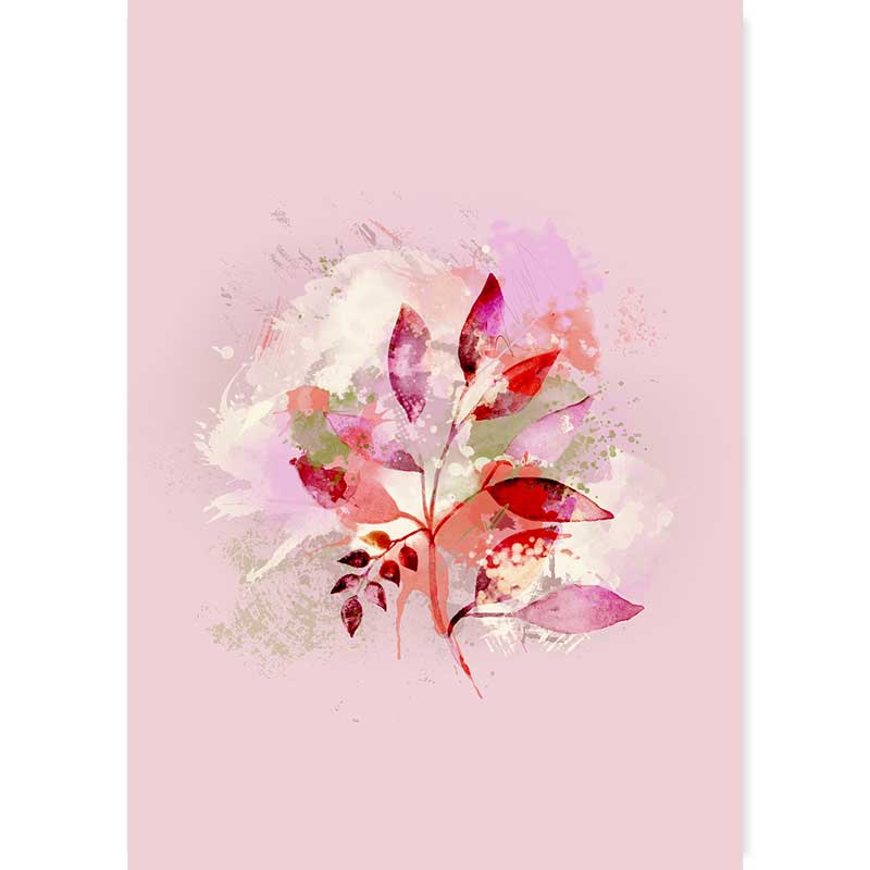 Summer Bouquet pastel pink abstract floral leaves wall art print by Claude & Leighton