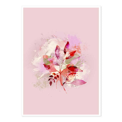 Pastel Abstract Floral Leaves - gift set of 3 mini prints - pink, yellow, blue